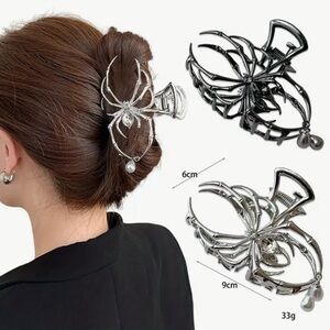 10 for $25 Large Black Gun Metal Spider Metal Hair Clip Grunge Goth Emo